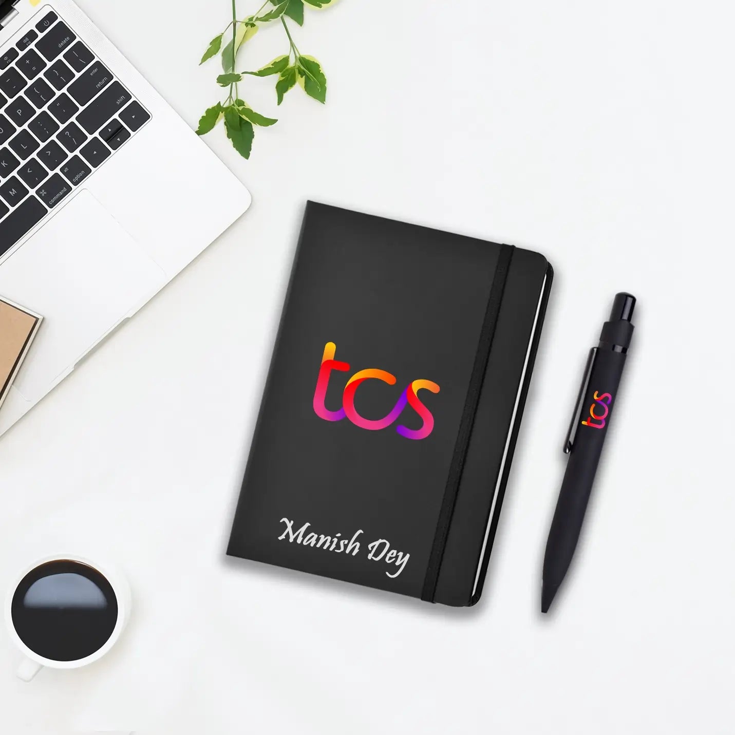 Elegant Black Elastic Pen & Diary Combo Gift Set